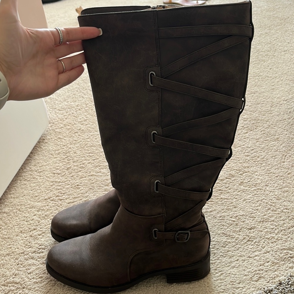 Wide Calf Brown Boots - Barely Worn